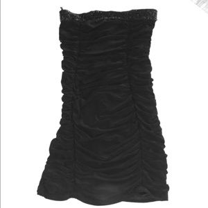 Strapless black mini dress